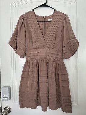 Mustard Seed Mauve Tiered V-Neck Mini Dress